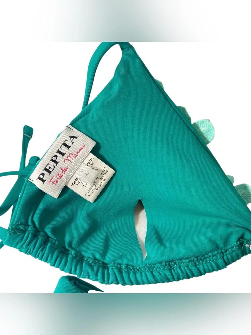 Pepita Forte dei Marmi Teal Flower Appliqué Micro Bikini Set XS Vaca Influencer